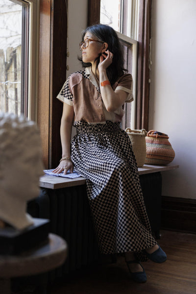 Block printed black skirt
