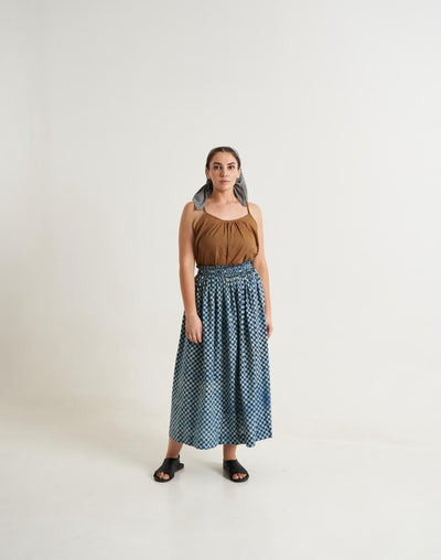 Block printed indigo skirt - Indigo