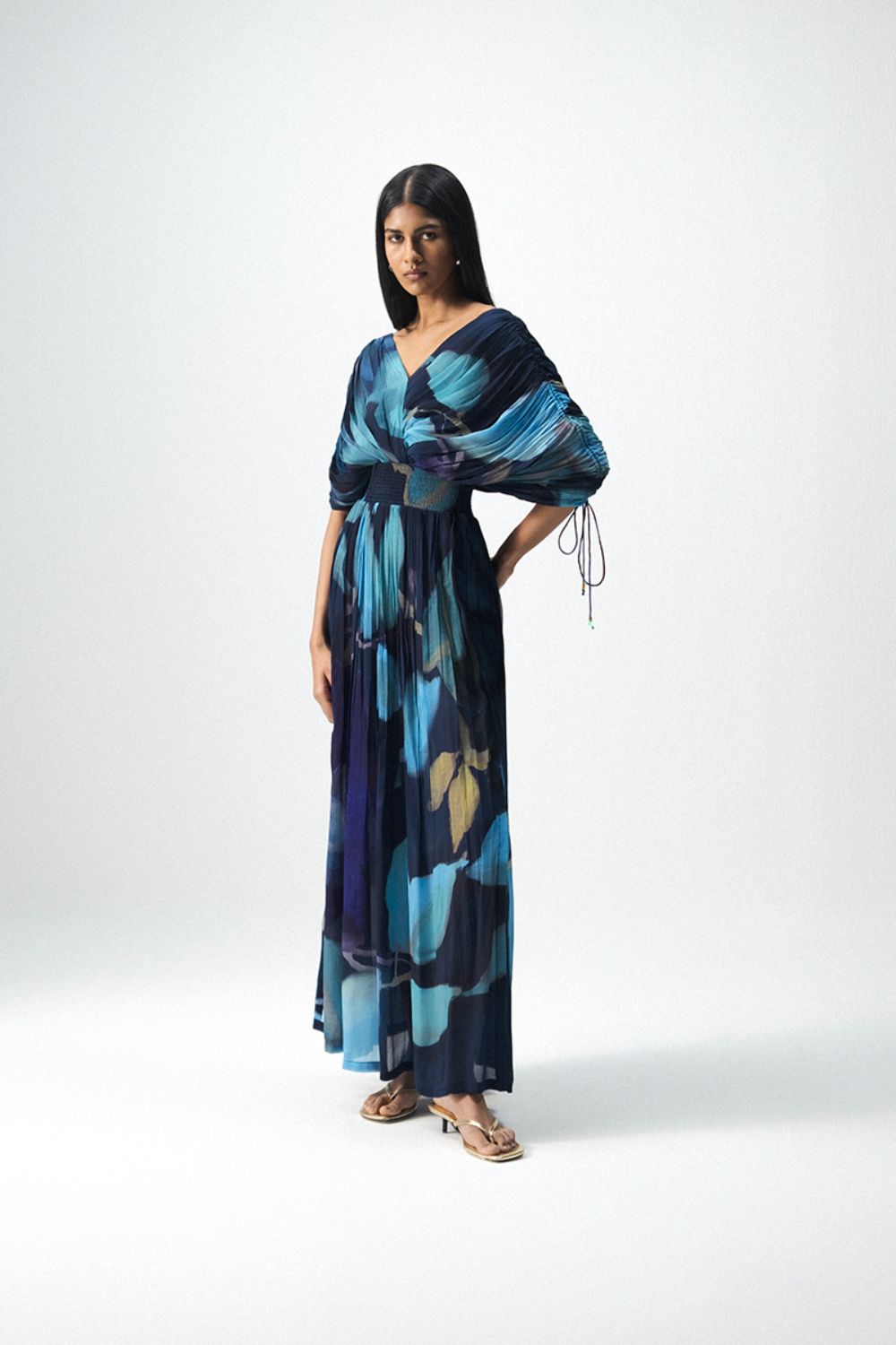BLUE LAGOON DRAPED DRESS