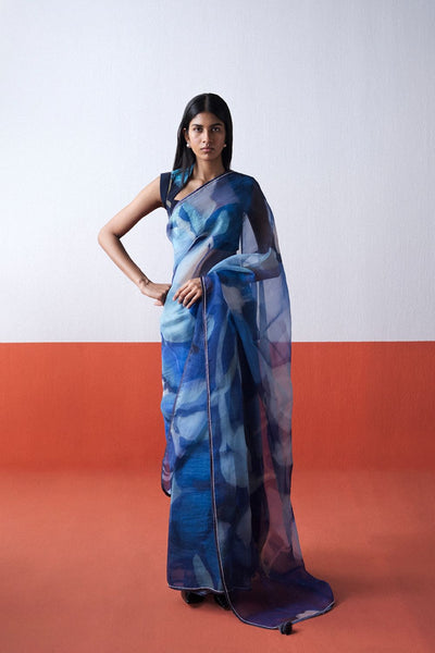 BLUE LAGOON ORGANZA SAREE