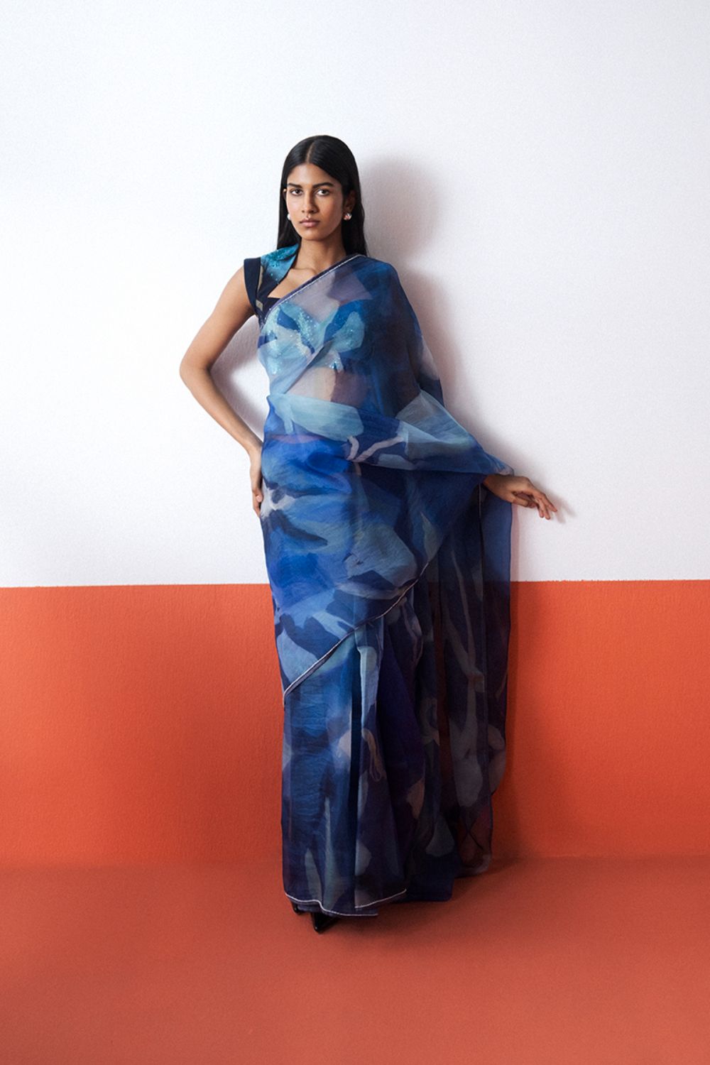 BLUE LAGOON ORGANZA SAREE