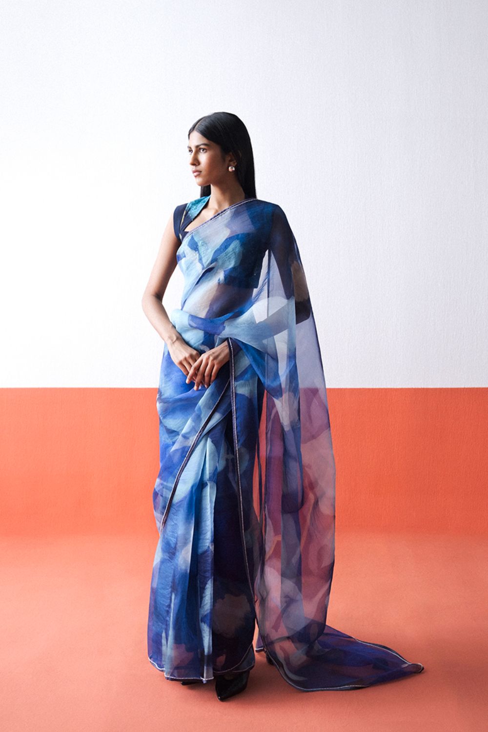BLUE LAGOON ORGANZA SAREE