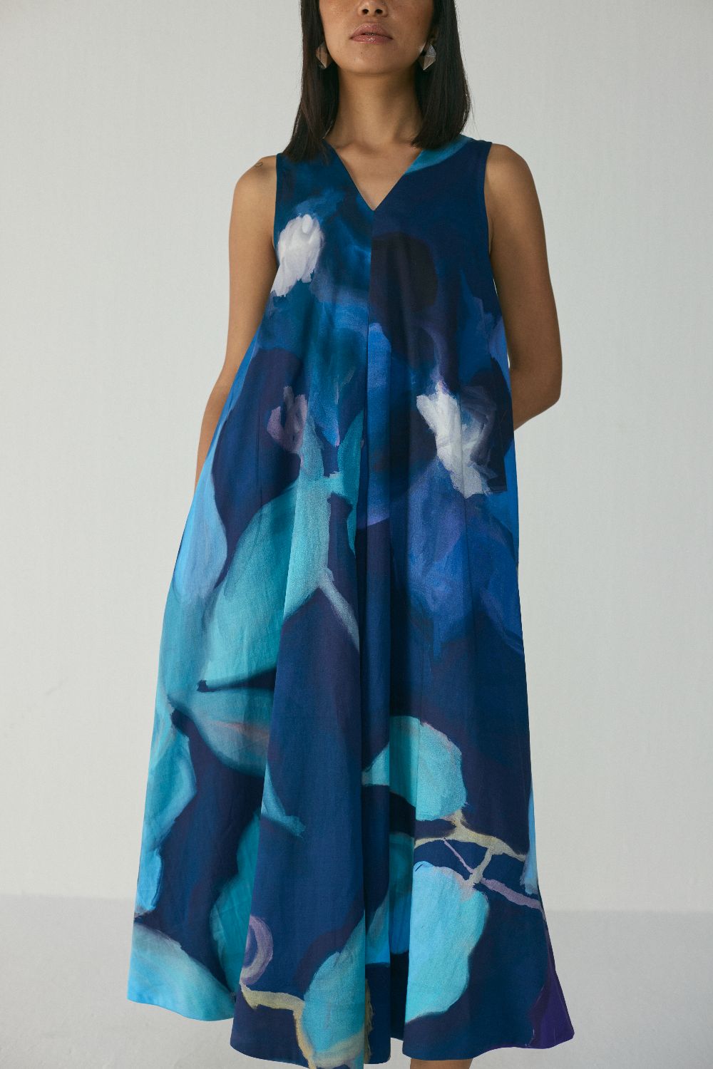 BLUE LAGOON V NECK DRESS