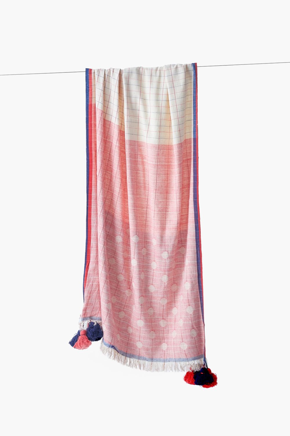 Blush Grid Tassel stole