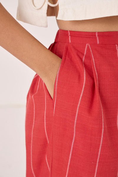 Braboune Handwoven Red Striped Pants