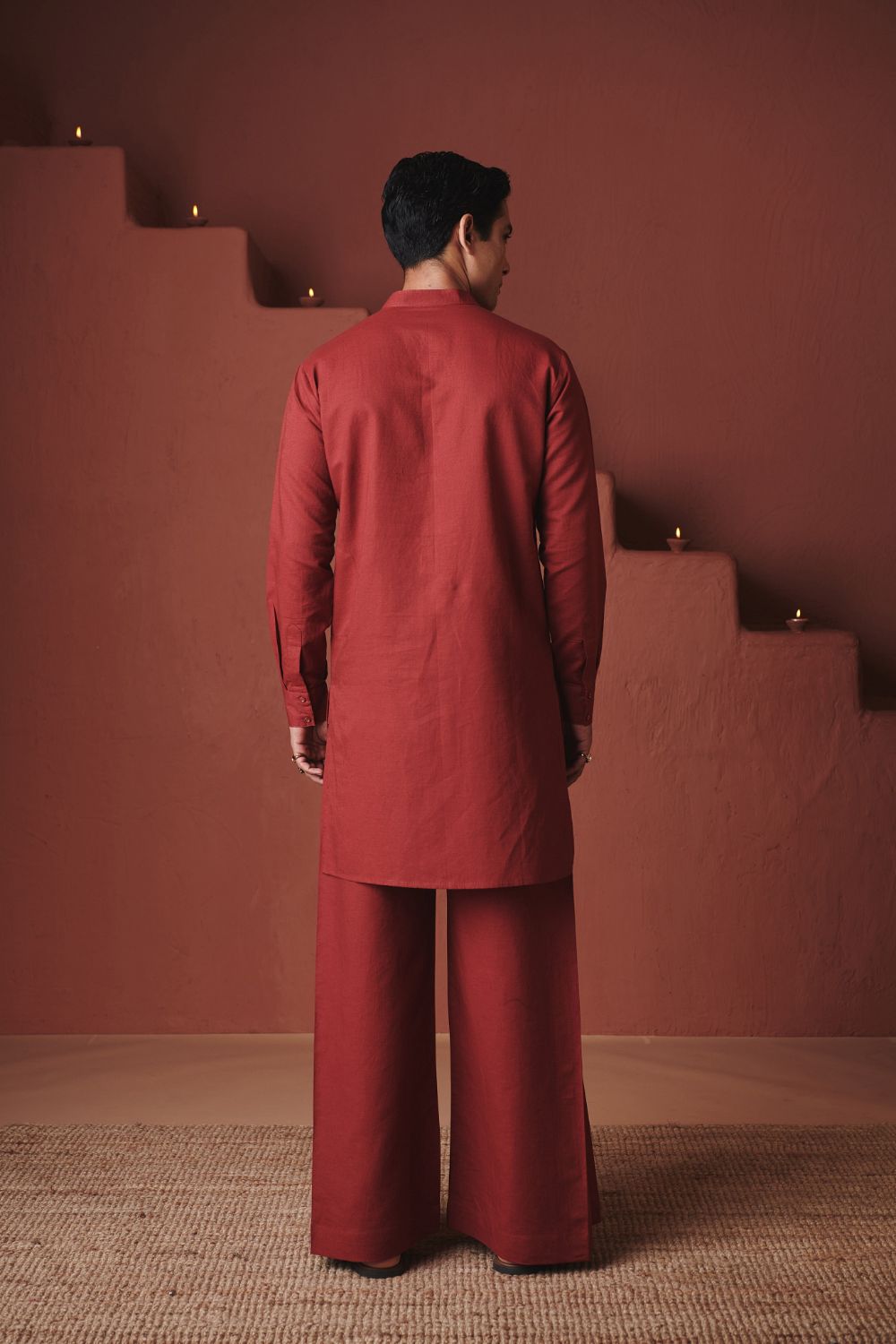 Brick Co Linen Men's Pleated Yoke Kurta Set