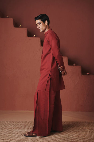 Brick Co Linen Men's Pleated Yoke Kurta Set