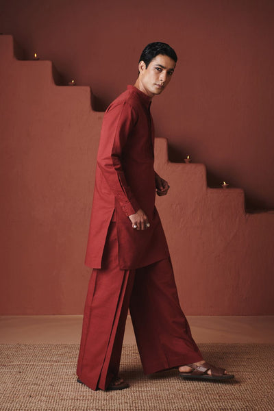 Brick Co Linen Men's Pleated Yoke Kurta Set