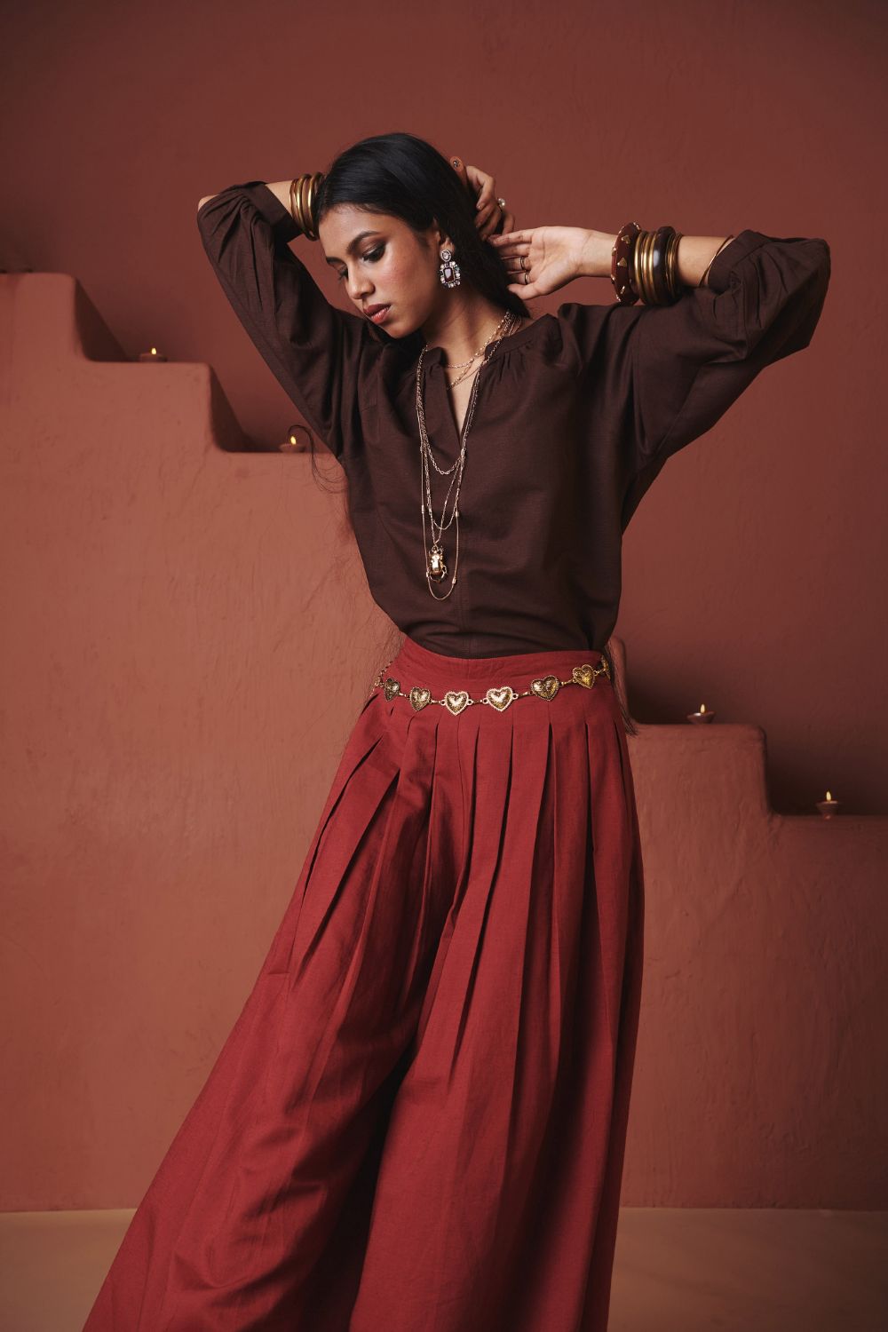 Brick Co Linen Multi Pleated Pants