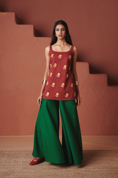 Brick Paan Co Linen Sleeveless Sharara Set