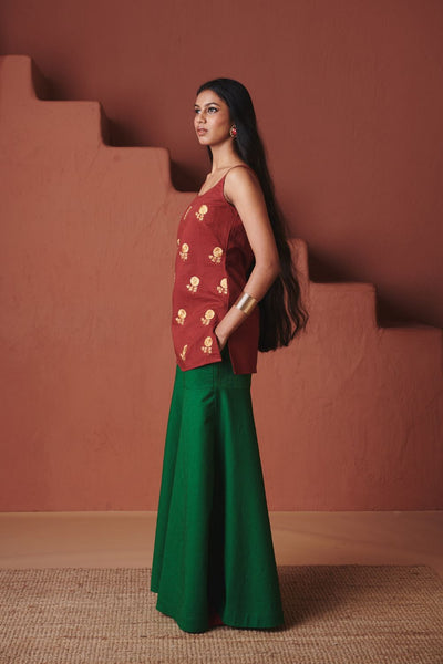 Brick Paan Co Linen Sleeveless Sharara Set