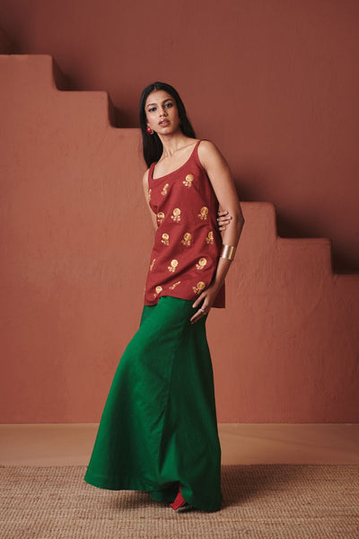Brick Paan Co Linen Sleeveless Sharara Set