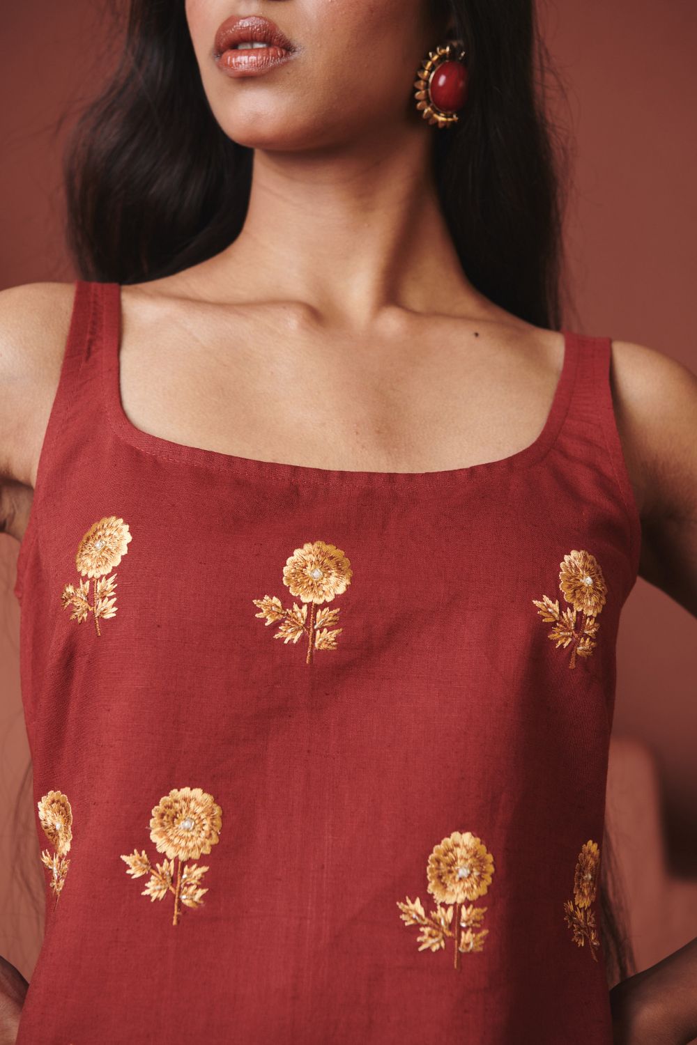 Brick Paan Co Linen Sleeveless Sharara Set