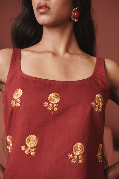 Brick Paan Co Linen Sleeveless Sharara Set
