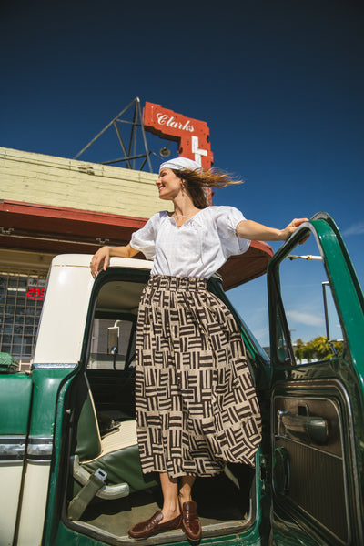 Brooklyn Striped Skirt-Black