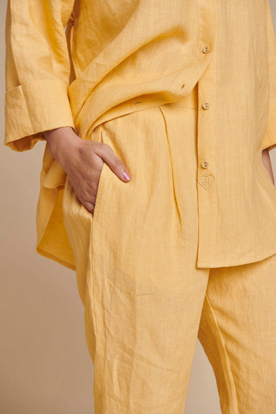 Butterscotch Linen Pleated Pants