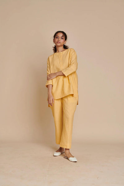 Butterscotch Linen Short Kurta Set