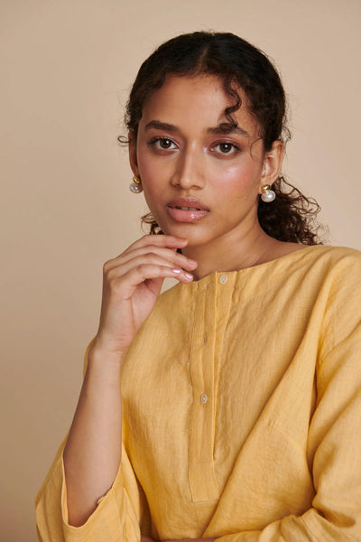 Butterscotch Linen Short Kurta