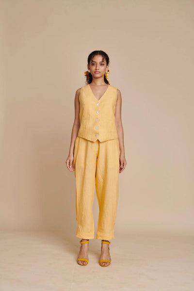 Butterscotch Linen Pleated Pants