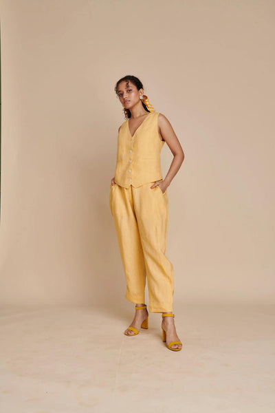 Butterscotch Linen Pleated Pants