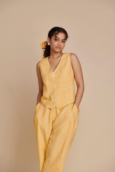 Butterscotch Linen Pleated Pants