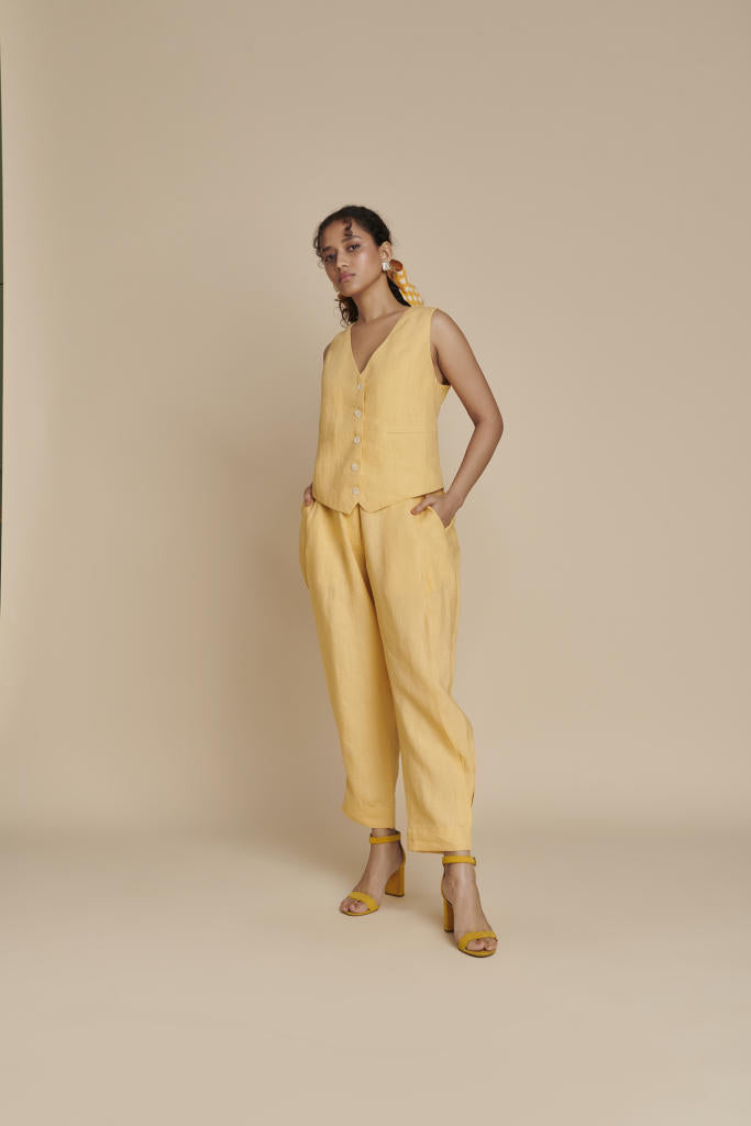 Butterscotch Linen Waist Coat