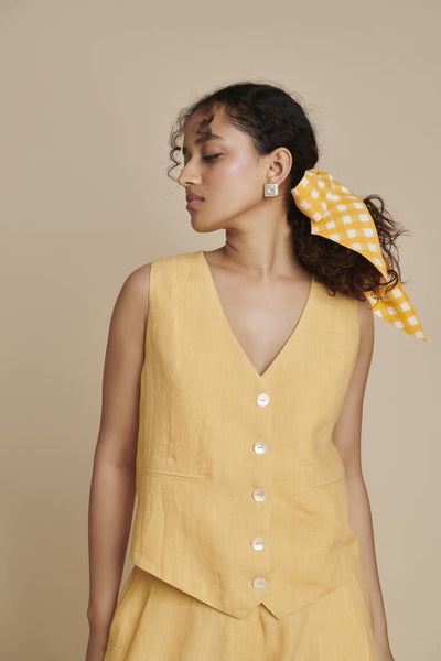 Butterscotch Linen Waist Coat