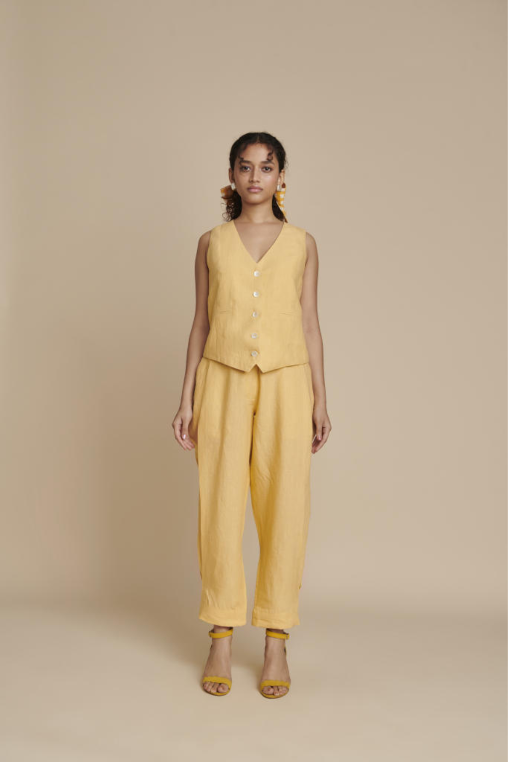 Butterscotch Linen Waist Coat