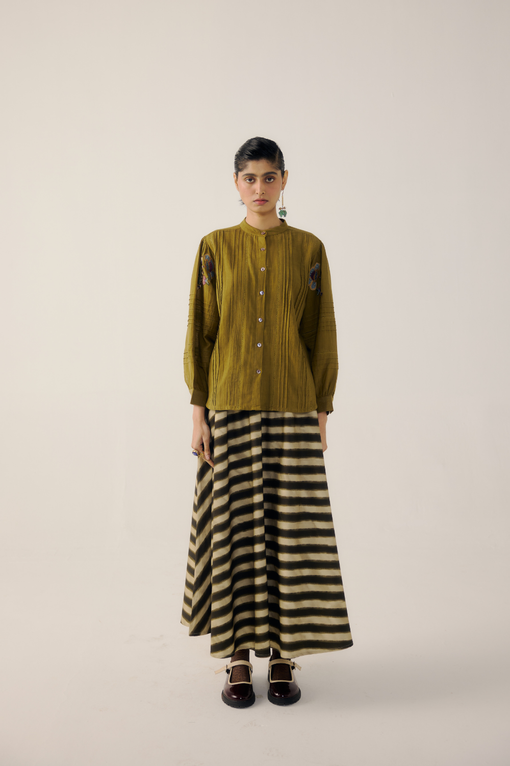 CIRCLE SKIRT-B&W Stripes