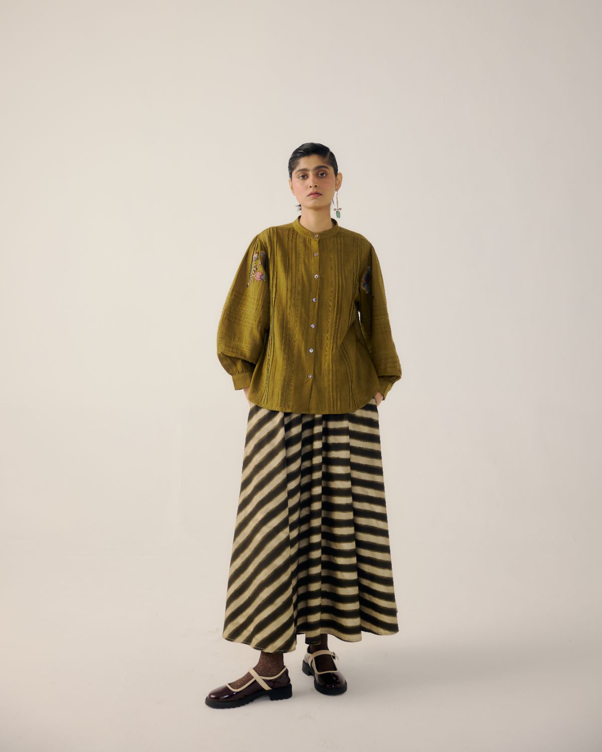 CIRCLE SKIRT-B&W Stripes