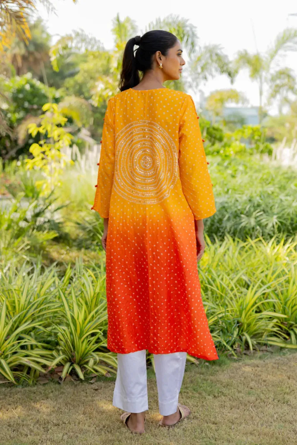 CIR SEQ KURTA-YELLOW ORANGE SHADED