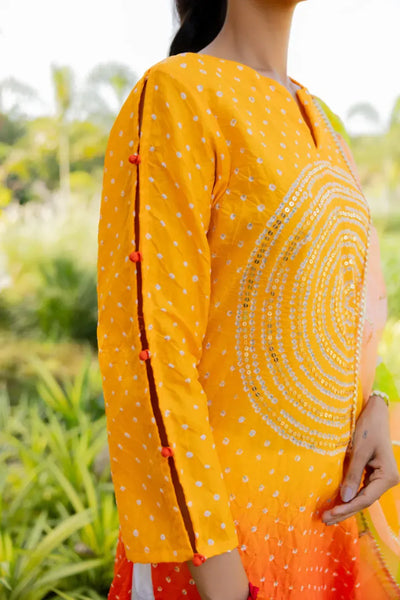 CIR SEQ KURTA-YELLOW ORANGE SHADED