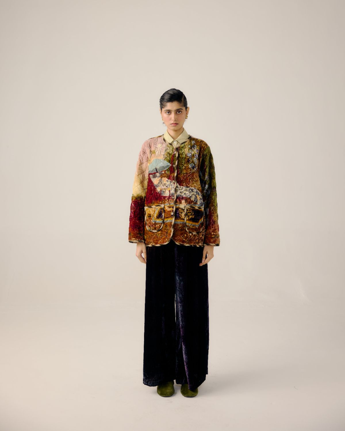 COLLARLESS QUILTED JACKET-Lakeside