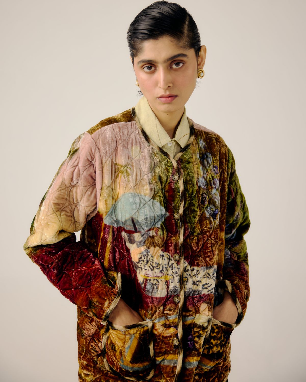 COLLARLESS QUILTED JACKET-Lakeside