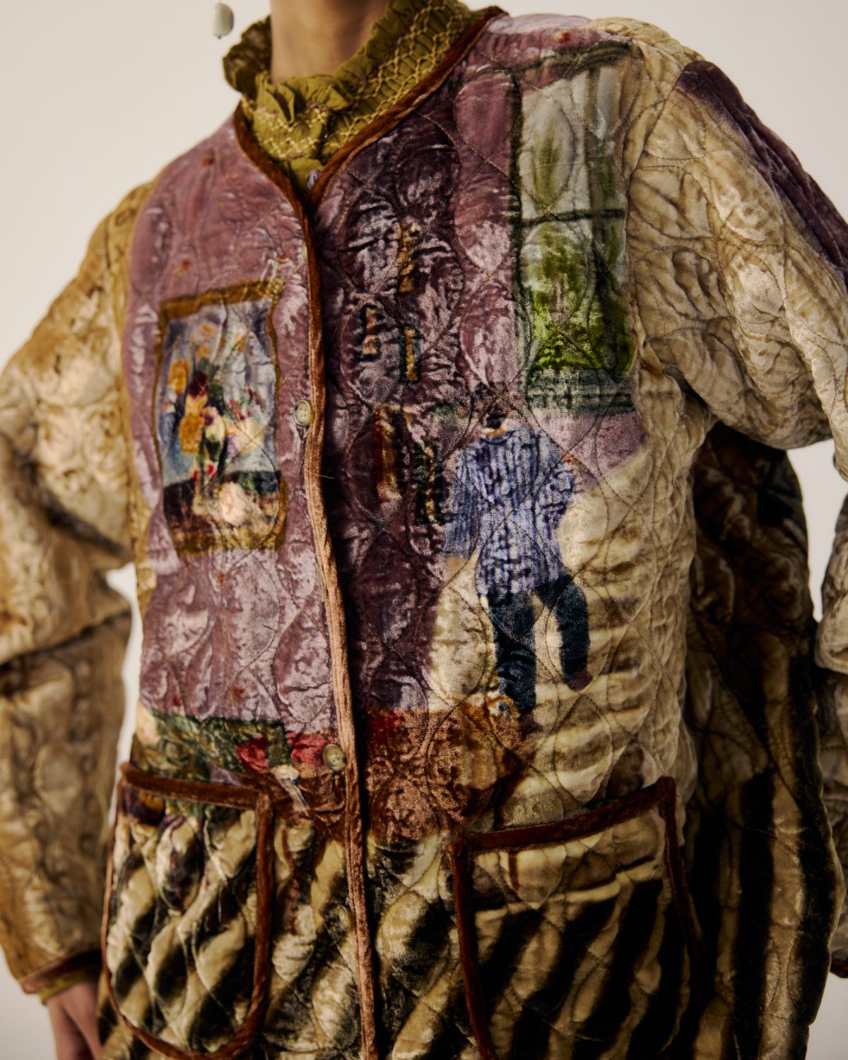 COLLARLESS QUILTED JACKET-Living Room