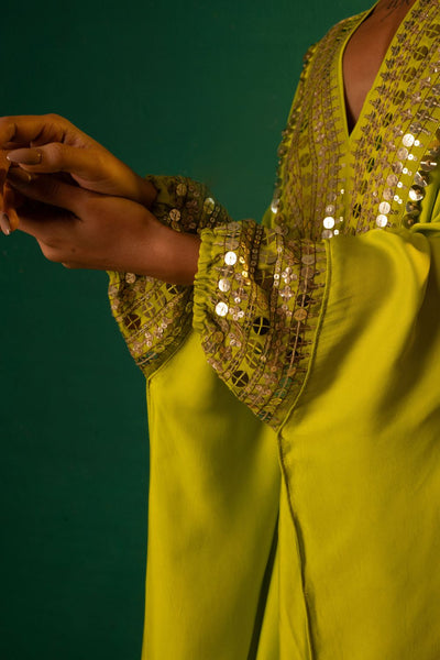 Chamakeen Neon Kaftaan with Wrap Skirt
