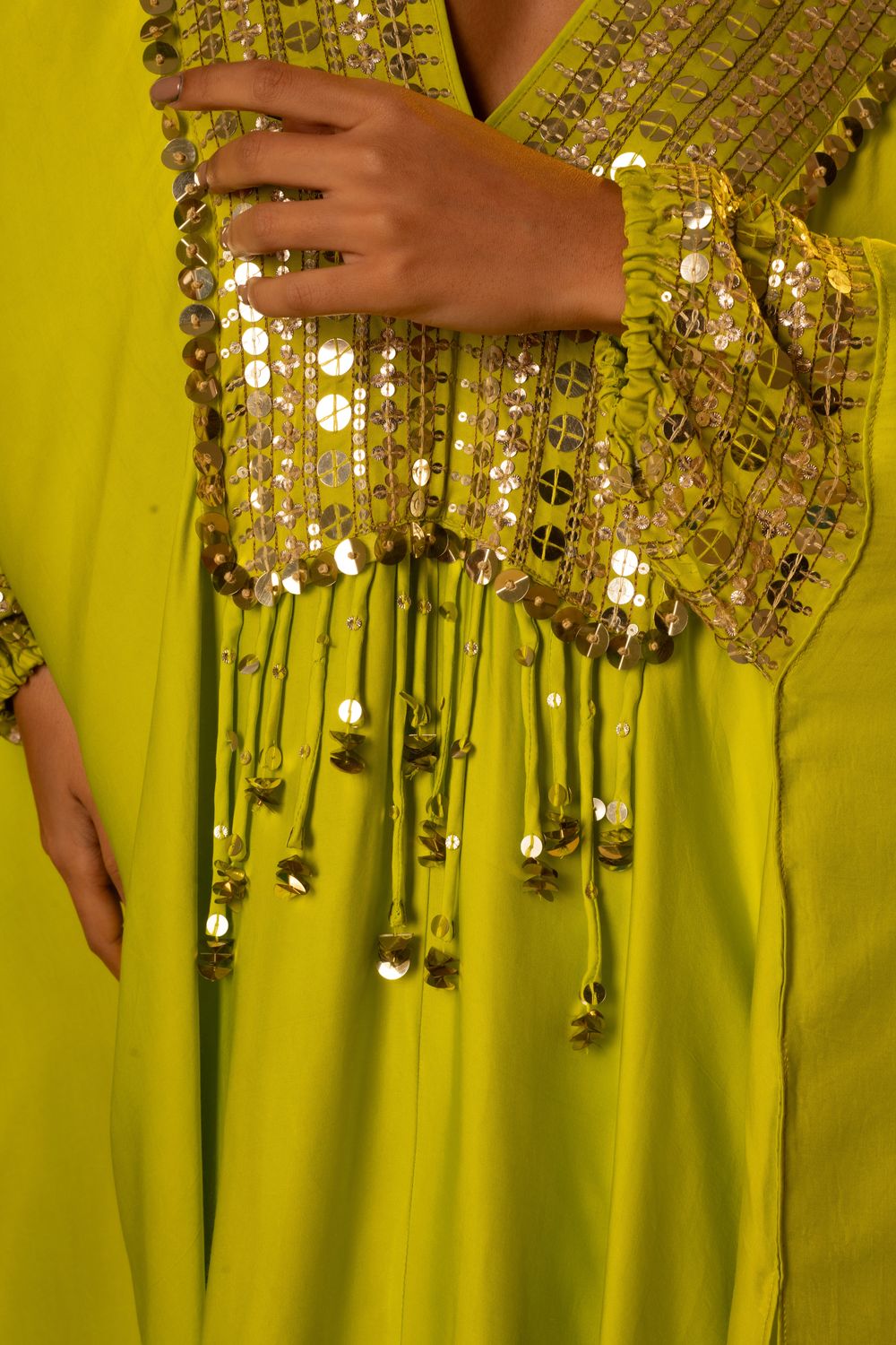 Chamakeen Neon Kaftaan with Wrap Skirt