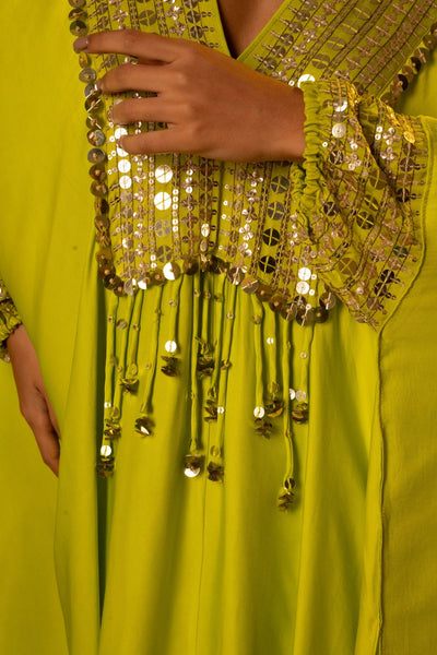 Chamakeen Neon Kaftaan with Wrap Skirt