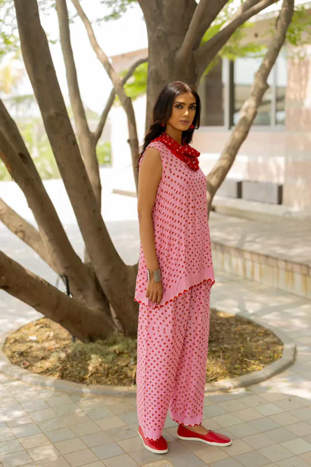 COWL PANT SET WITH SL TOP-PINK