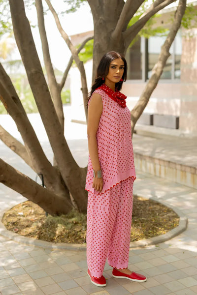 COWL PANT SET WITH SL TOP-PINK