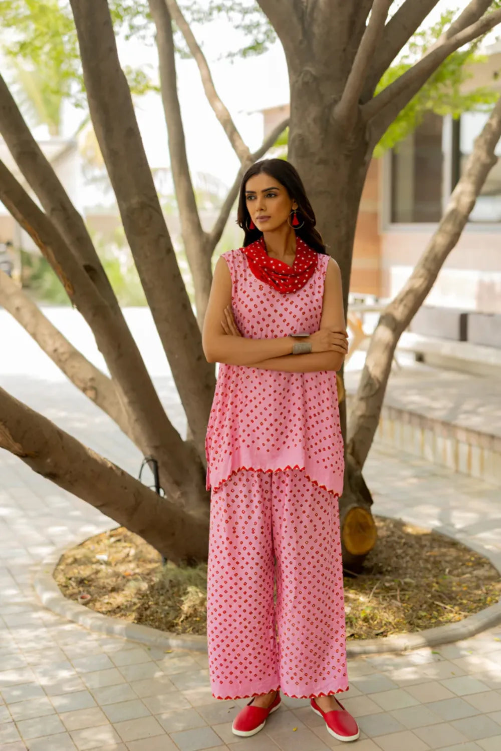 COWL PANT SET WITH SL TOP-PINK