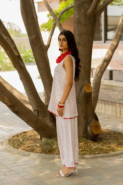 COWL PANT SET WITH SL TOP-WHITE