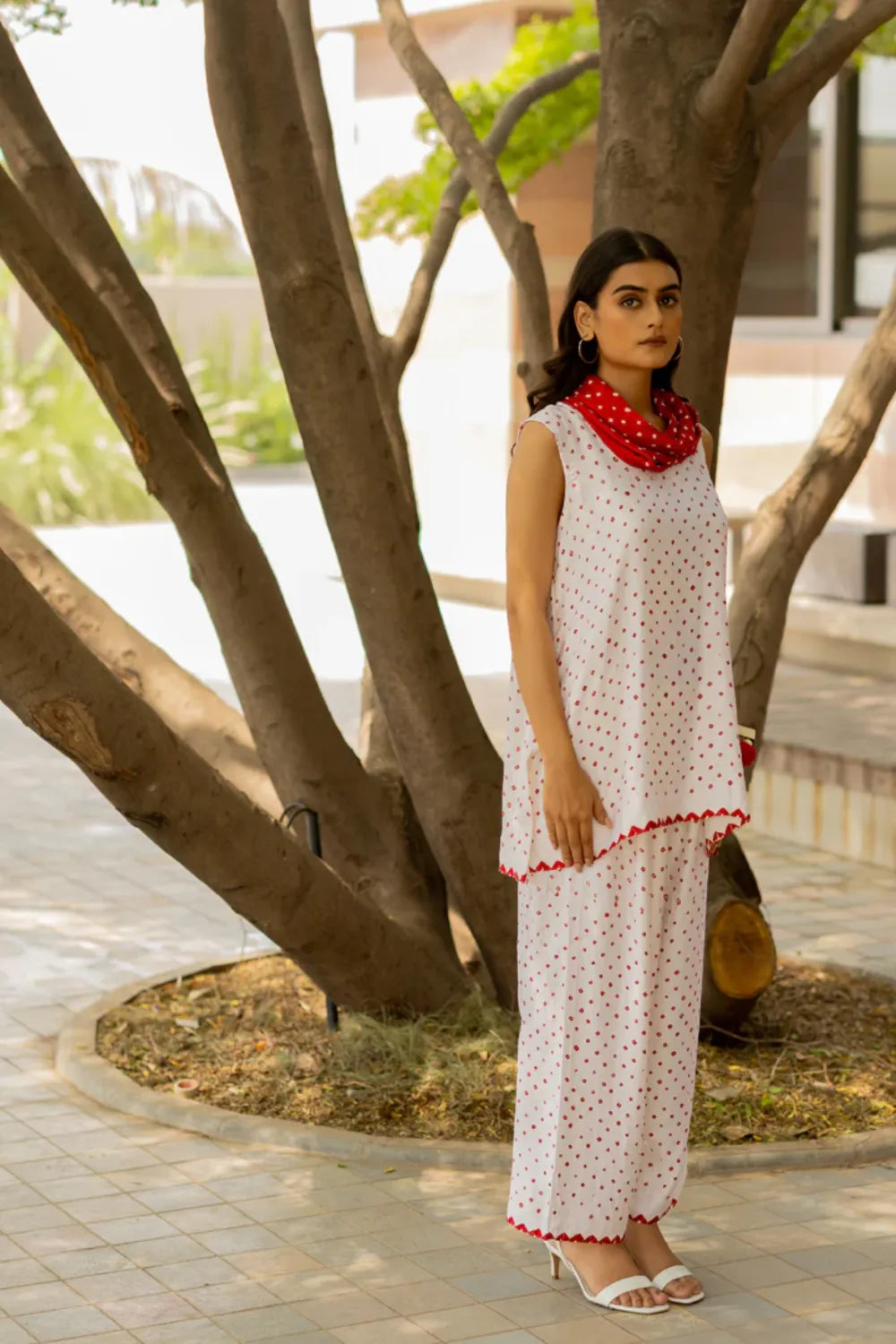 COWL PANT SET WITH SL TOP-WHITE