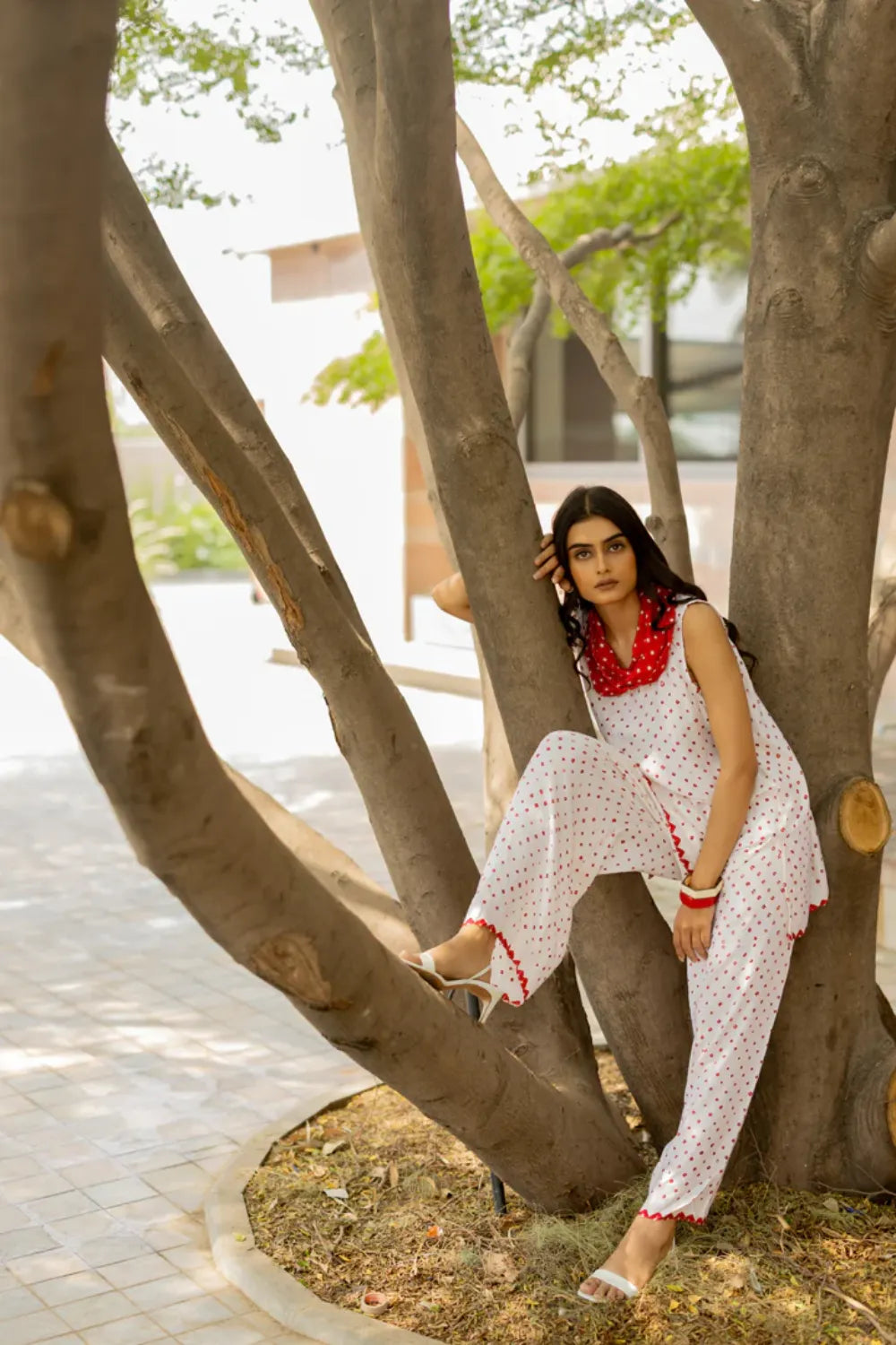 COWL PANT SET WITH SL TOP-WHITE