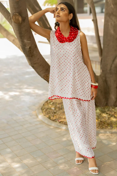 COWL PANT SET WITH SL TOP-WHITE