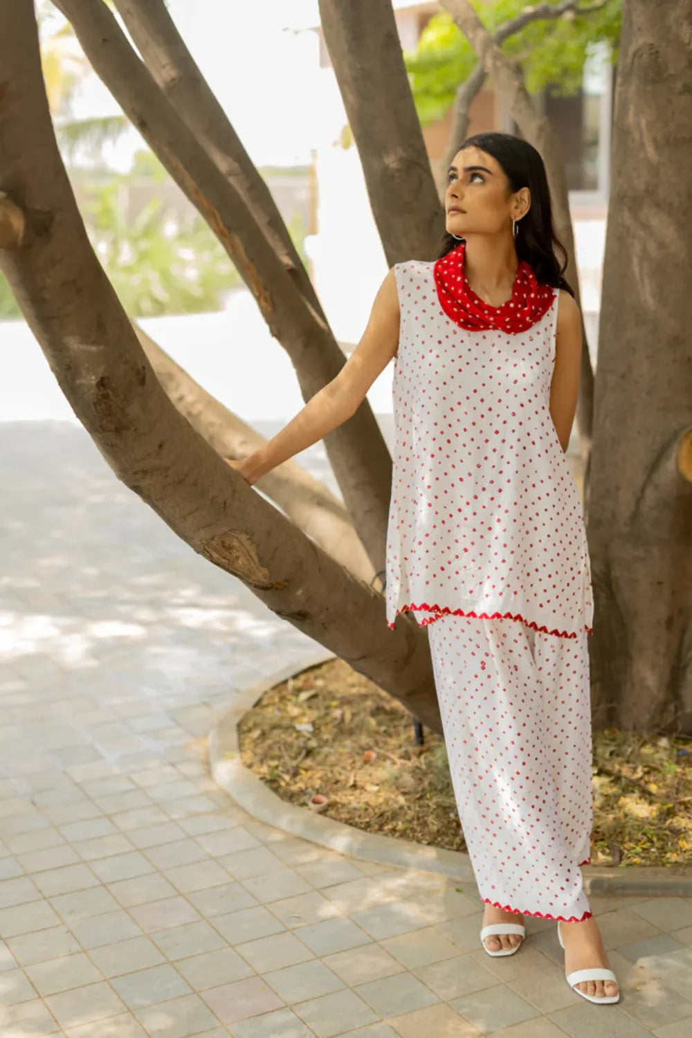 COWL PANT SET WITH SL TOP-WHITE