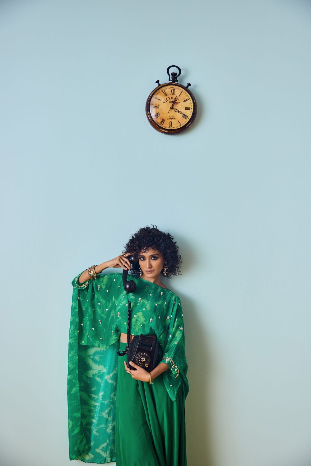 Nexa Green Hi-Low Top & Flared Palazzo Set