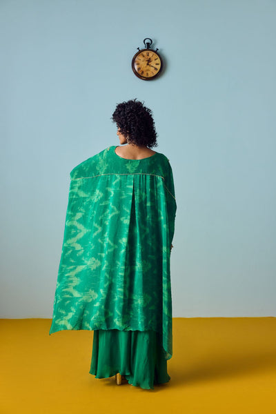 Nexa Green Hi-Low Top & Flared Palazzo Set