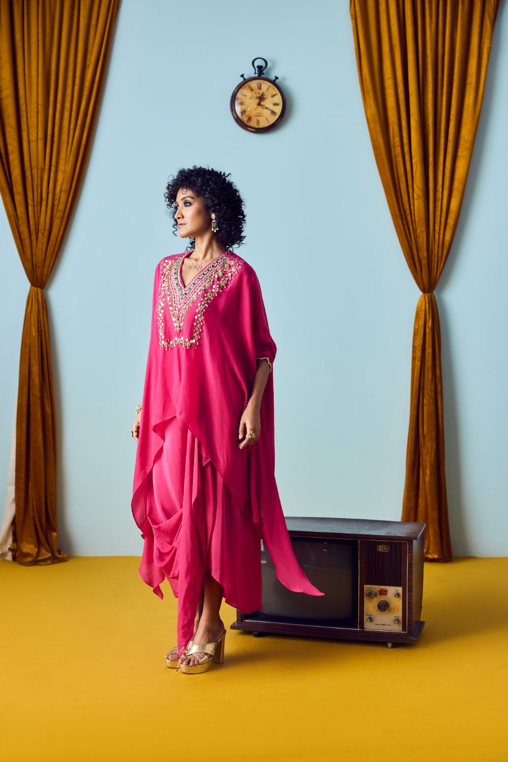 Maia Pink Anti-Fit Tunic Set with Skirt