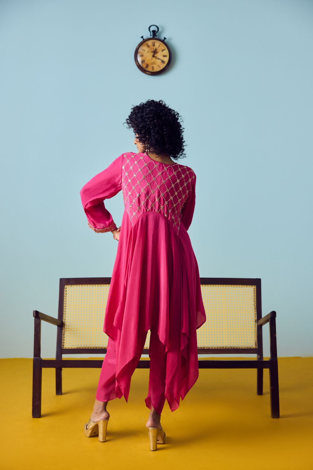 Sureen Pink Asymmetric Kurta Set
